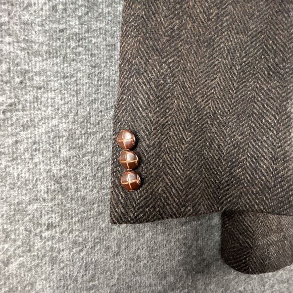 VTG Boston Traders Wool Blazer Mens Sz 44 R Tweed Herringbone Sport Coat Jacket - Picture 6 of 10